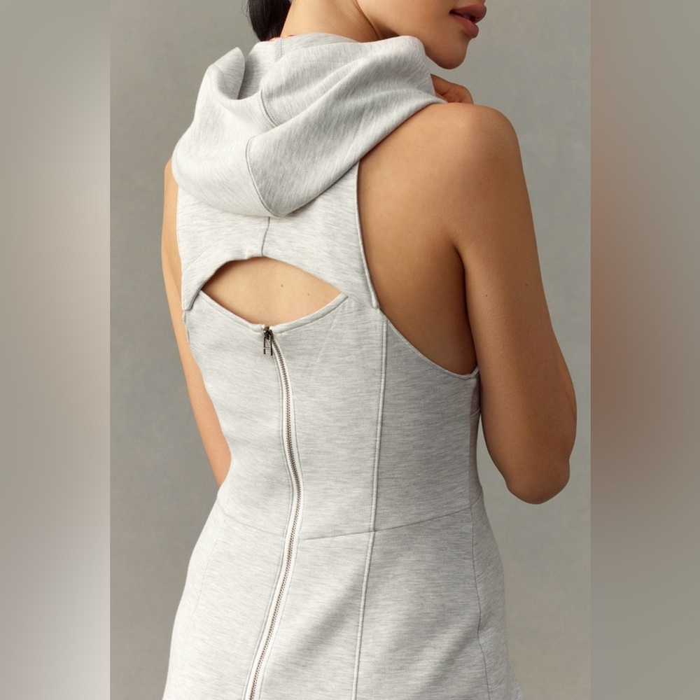 Anthropologie Light Gray Hooded Midi Dress - Picture 5 of 11